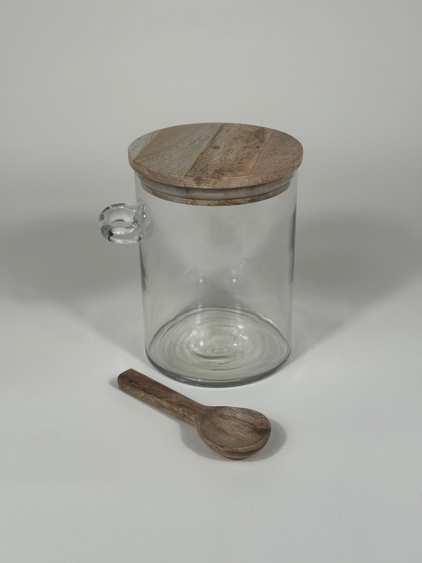 Jarre Nola en verre avec cuillère en bois naturel