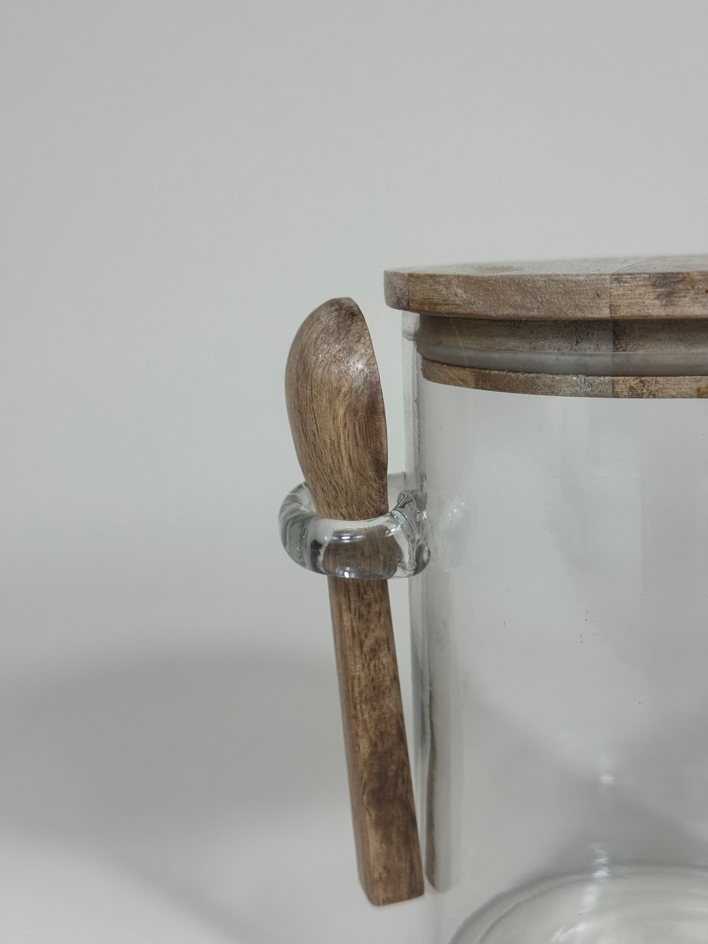 Jarre Nola en verre avec cuillère en bois naturel