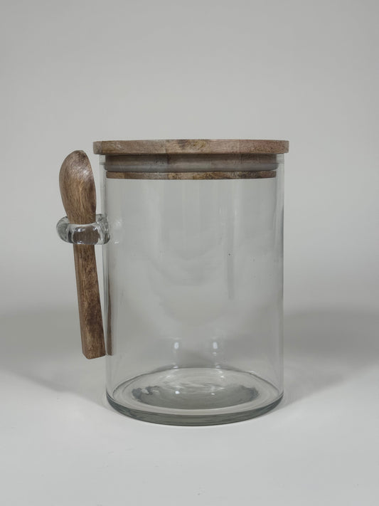 Jarre Nola en verre avec cuillère en bois naturel